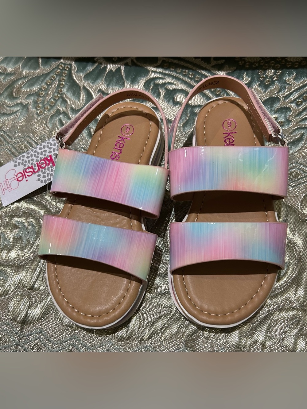 Kensie Girls Pastel Rainbow Strappy Sandals - Pink